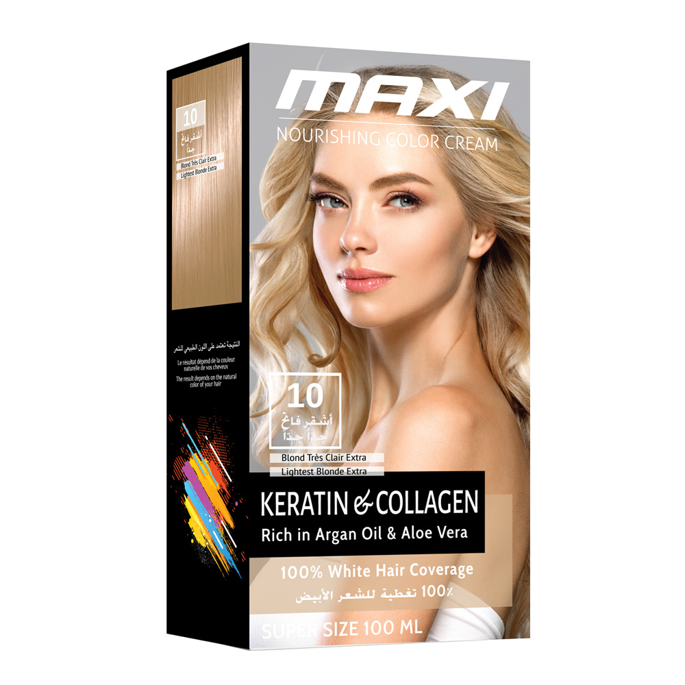 Maxi Nourishing Color Cream 10 LIGHTEST BLONDE EXTRA Kit – Maxi Brazilian  Keratin